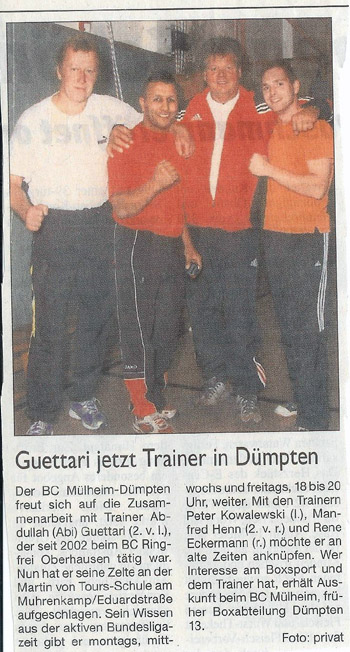 Zeitungsartikel 'Guettari jetzt Trainer in Dmpten'